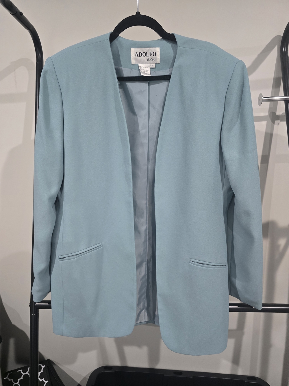 Adolfo Open-Front Light Blue Blazer for Women